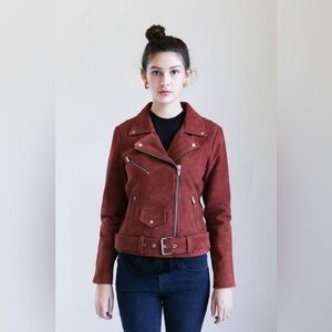 NWT VEDA Jayne Rust Suede Moto Jacket Sz-M